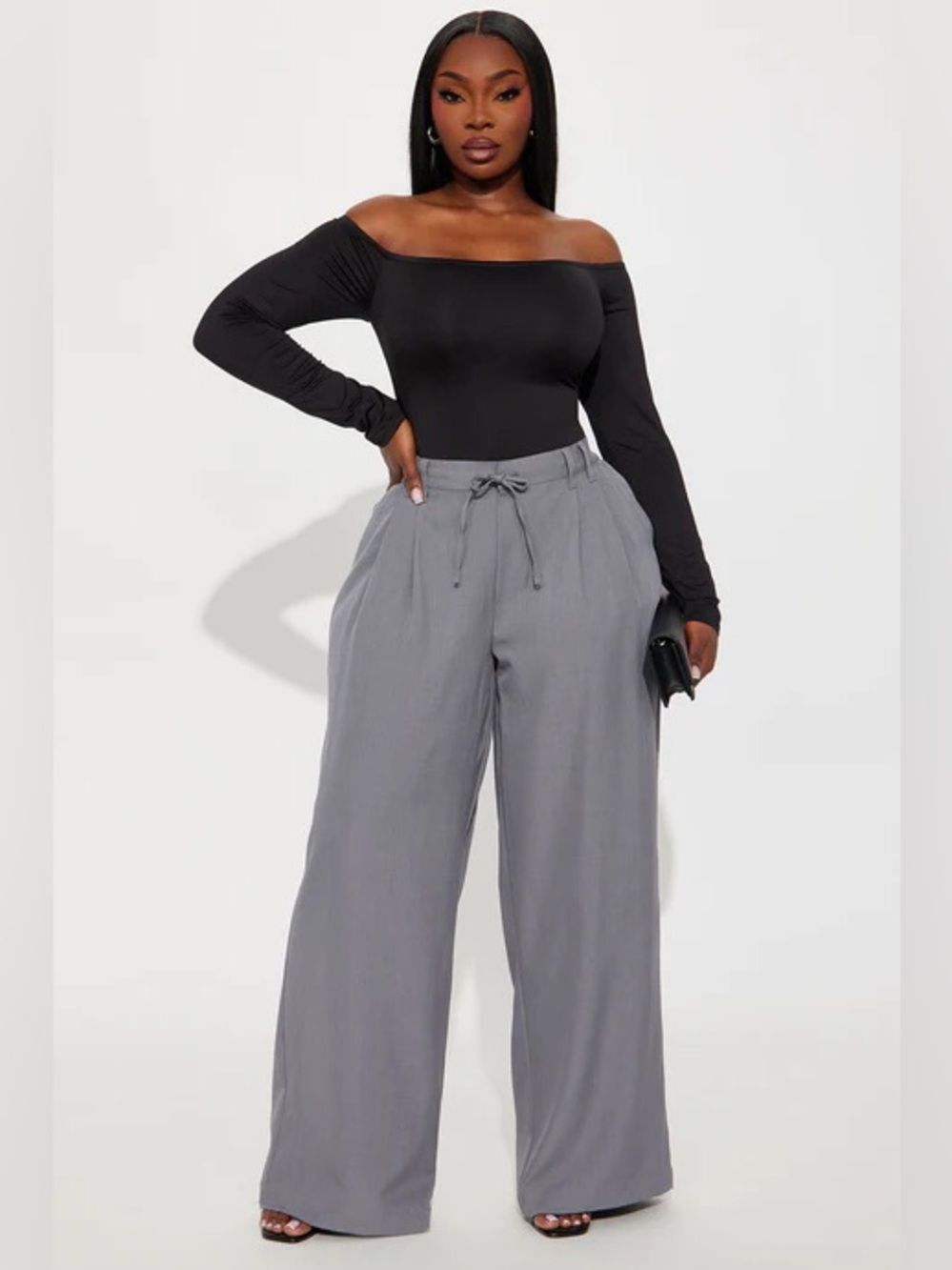 ❥𝖥𝖠𝖲𝖧𝖨𝖮𝖭𝖭𝖮𝖵𝖠: Cami Wide Leg Trouser Pant - Grey - Picture 5 of 7